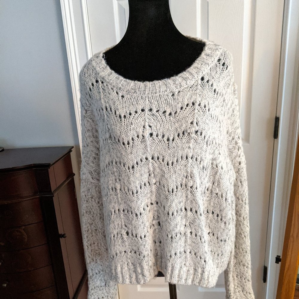 JustFab Open Weave Grey Sweater